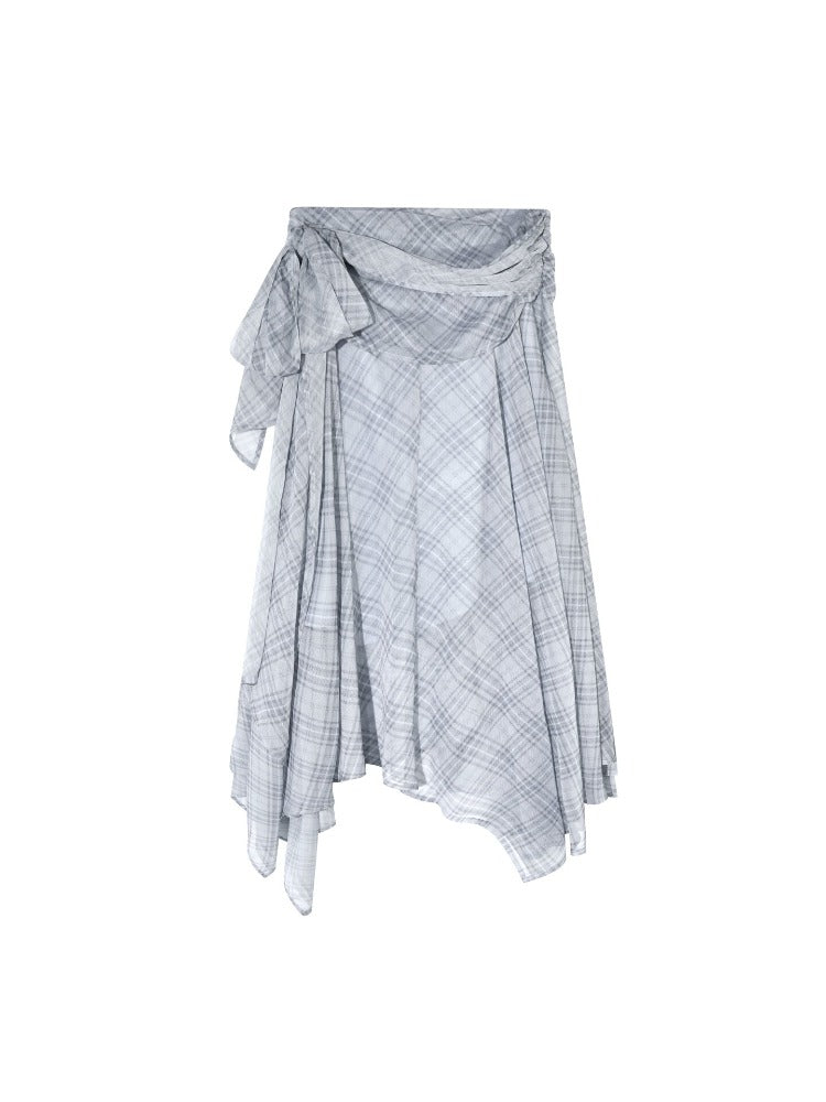 Plaid Chiffon Ruffle Set