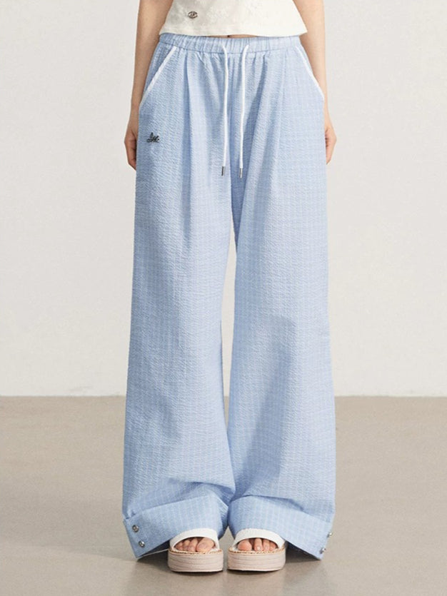 Plaid Folded Wide-Leg Pants