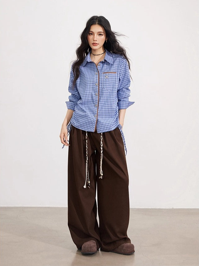 Blue Plaid Patchwork Shirt