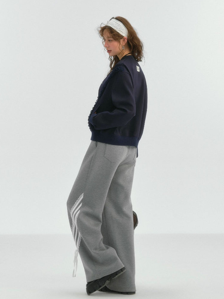 Lace Butterfly Knot Casual Long Pants