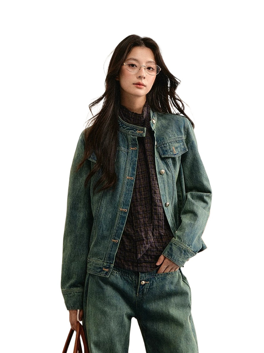 Contrast Stitch Denim Set