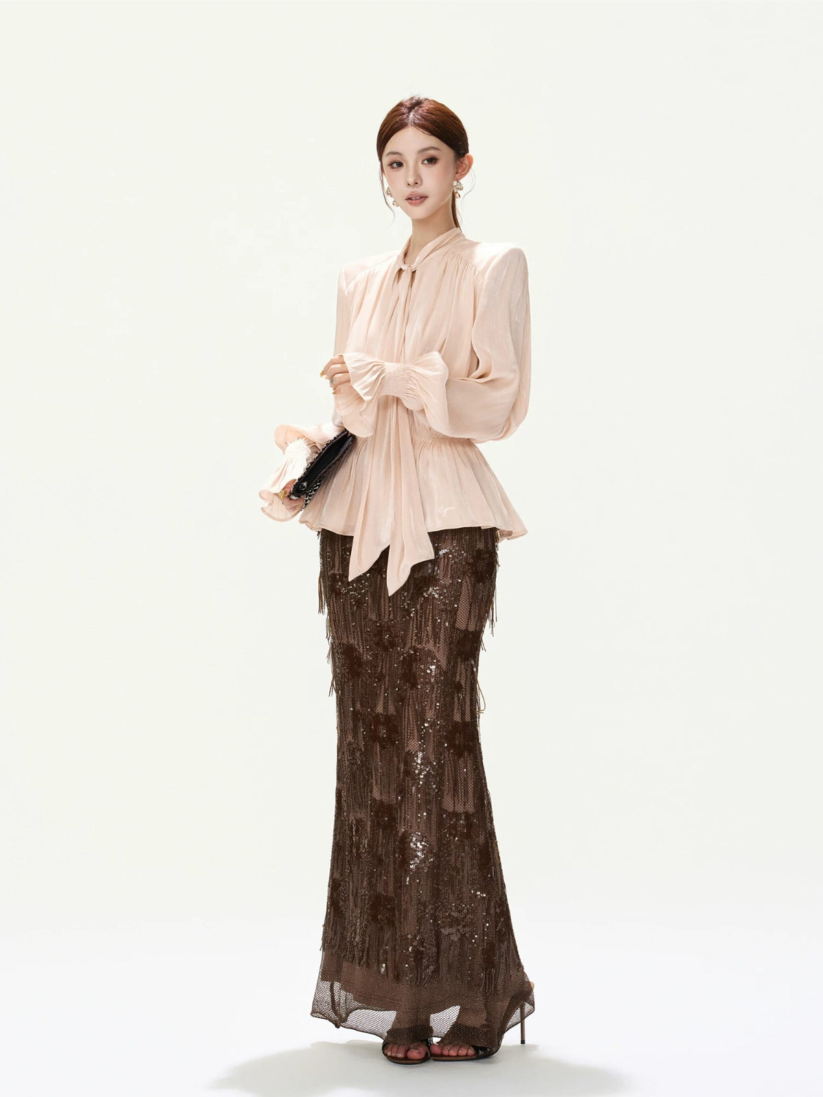 Bow Lantern Sleeve Blouse