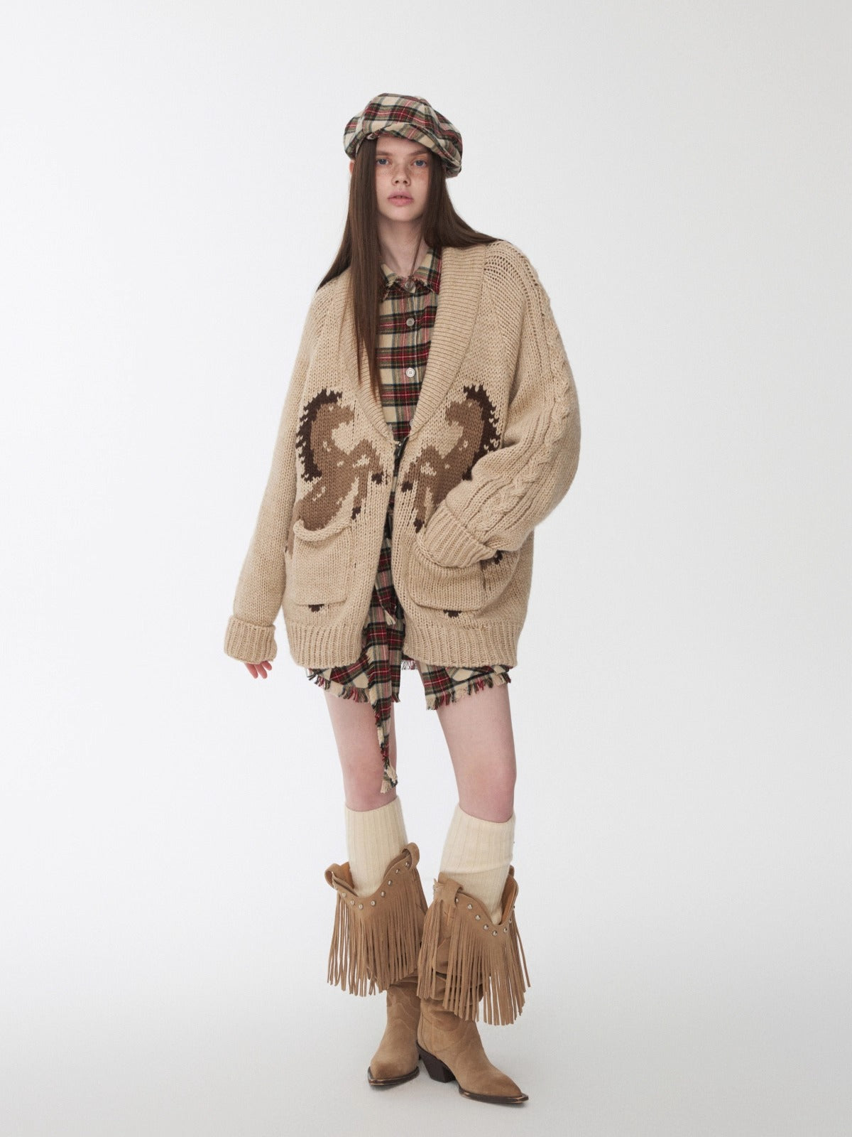 Vintage Check Newsboy Cap