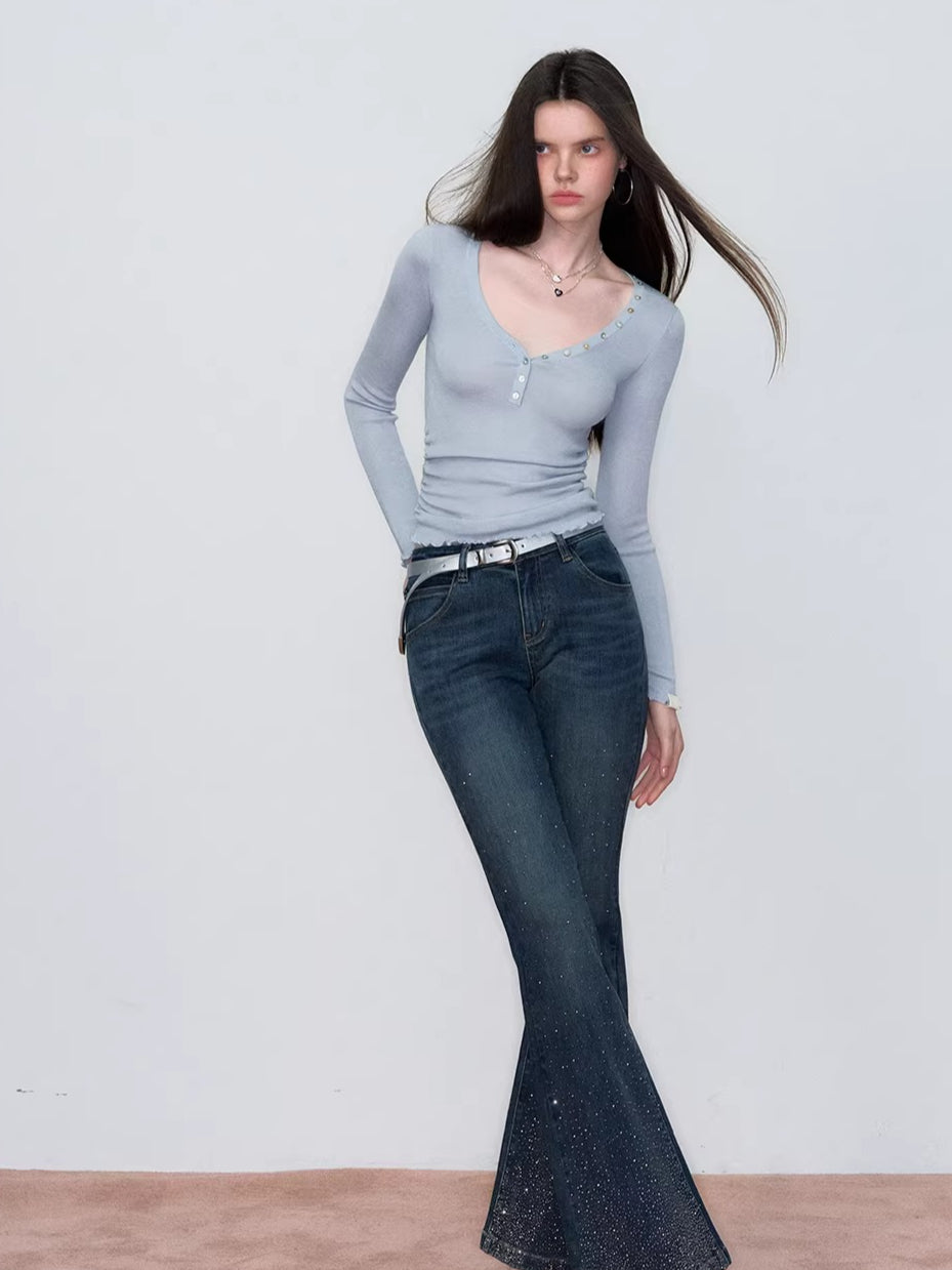 V-Neck Waist Knit Top