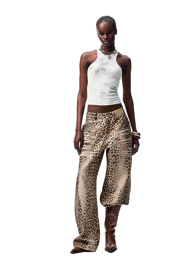 Floral Austrian Rhinestone I-shaped Vest