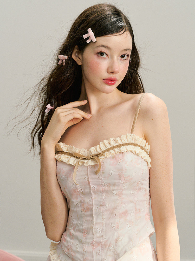 Beige Lace Crochet Top