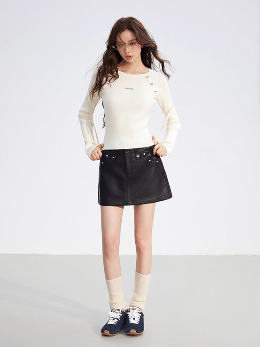 Black & Beige Faux Layered Knit