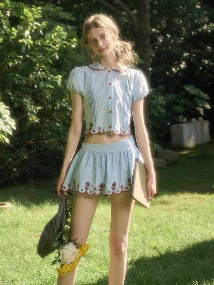 Lace Embroidered Airy Shirt & Skirt Set