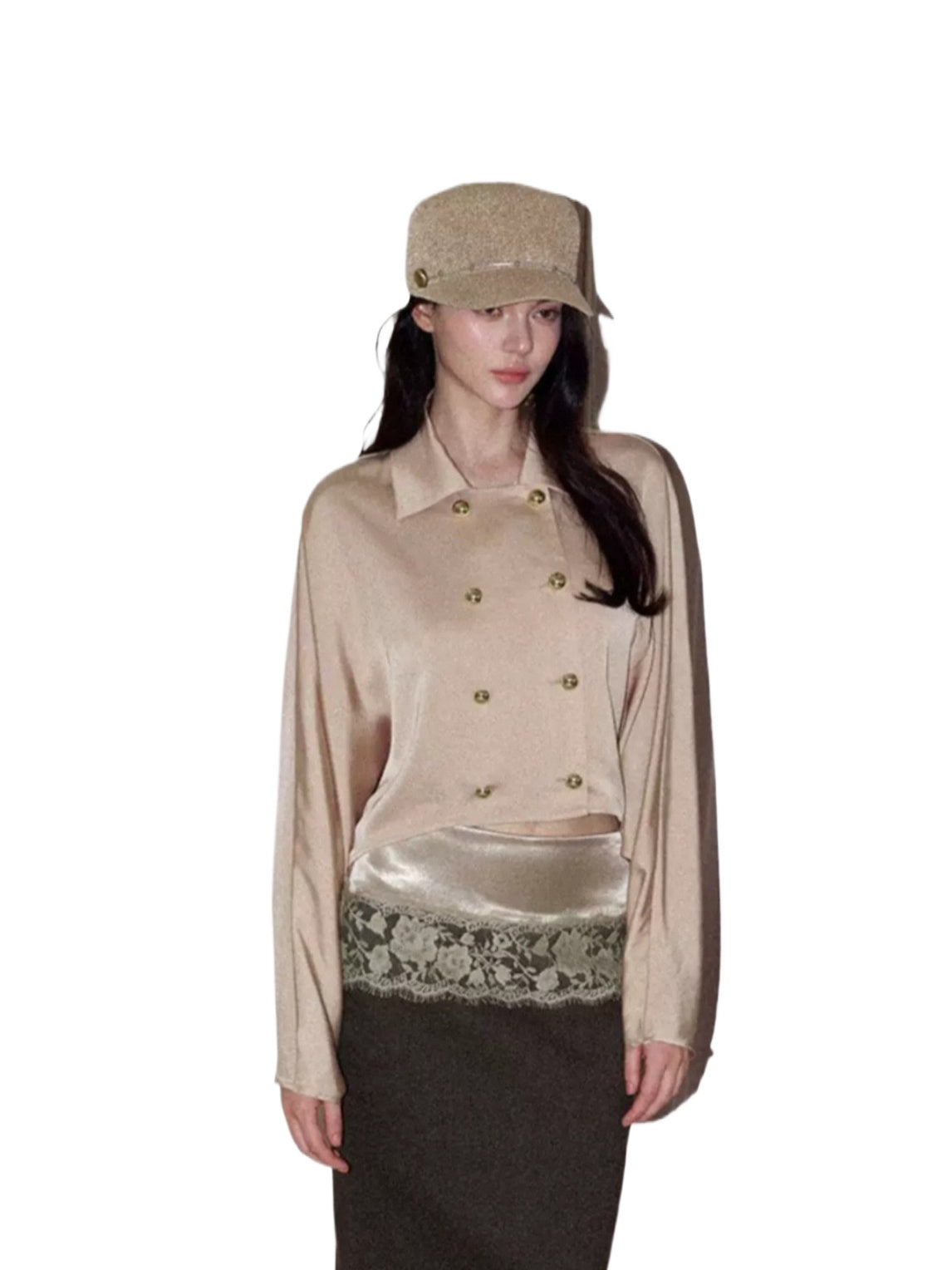 Satin Batwing Sleeve Top
