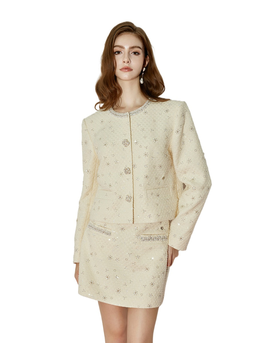 Jacket & Classic Pearl Tweed Skirt Set