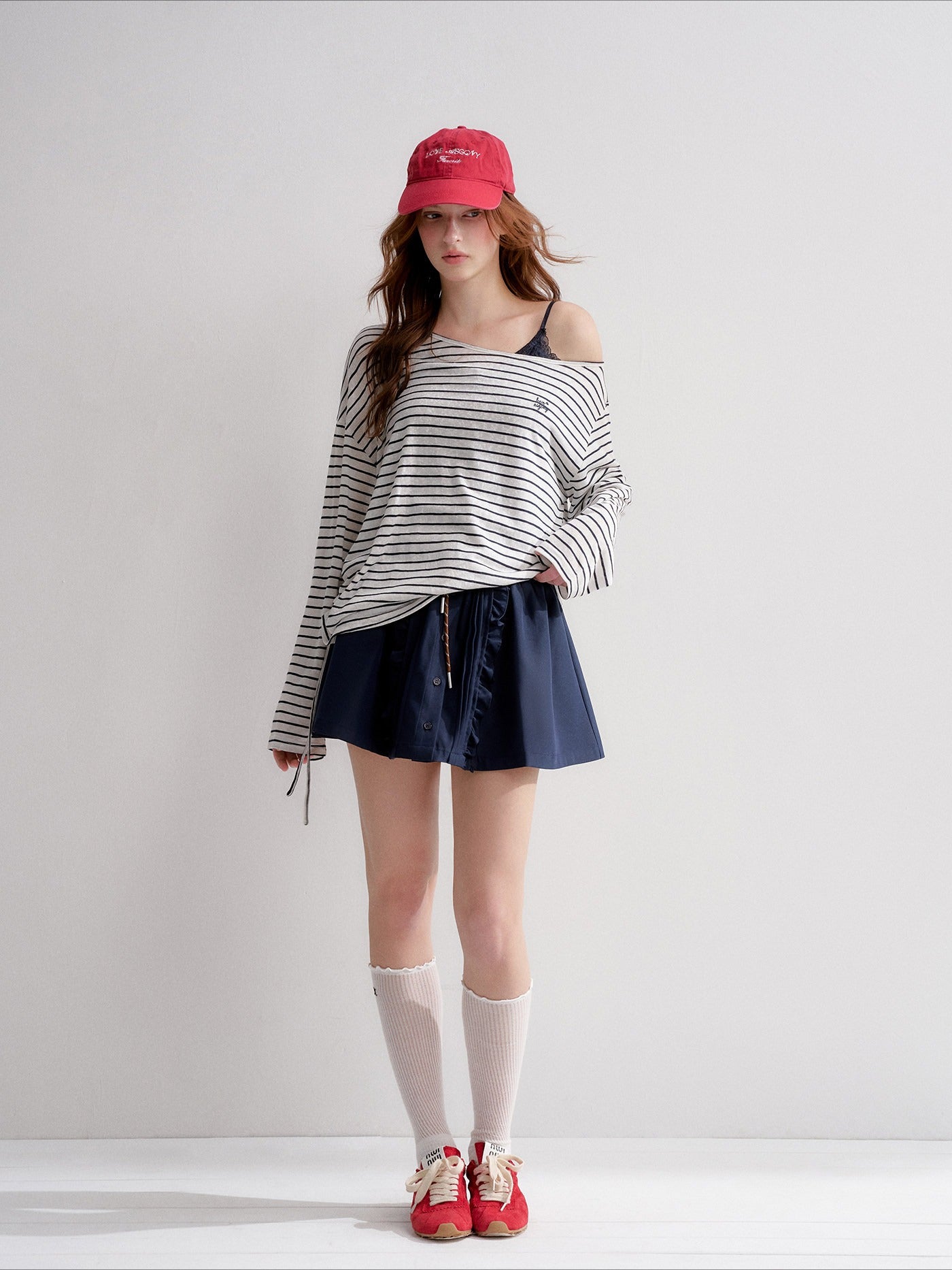 Ruffle Drawstring Mini Skirt