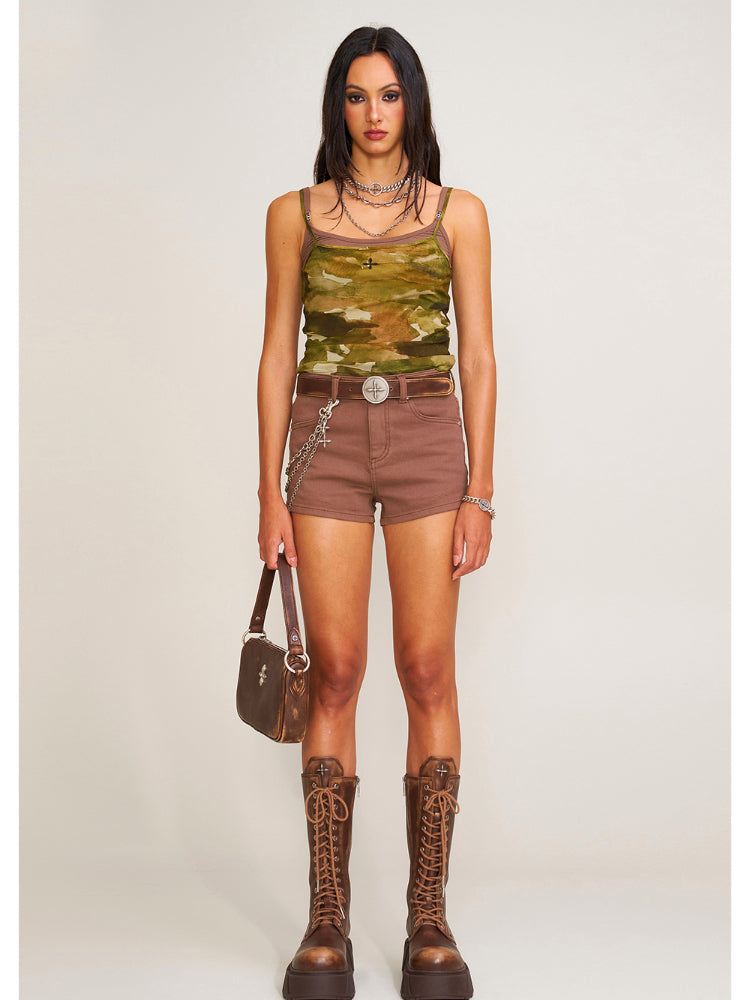 Compass Dancer Denim Flat Shorts Sand