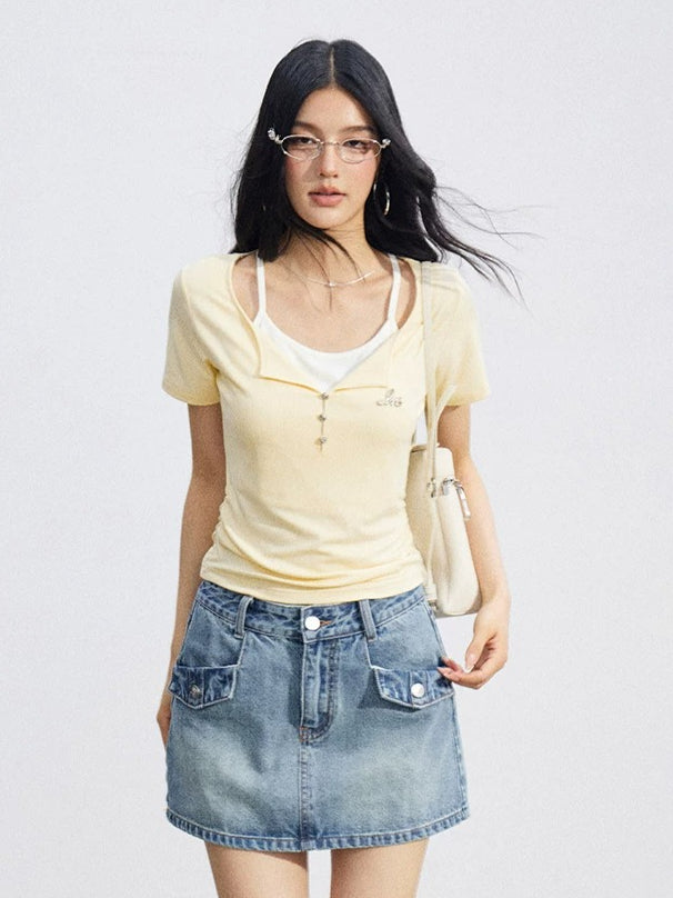 Layered Contrast Collar Tee