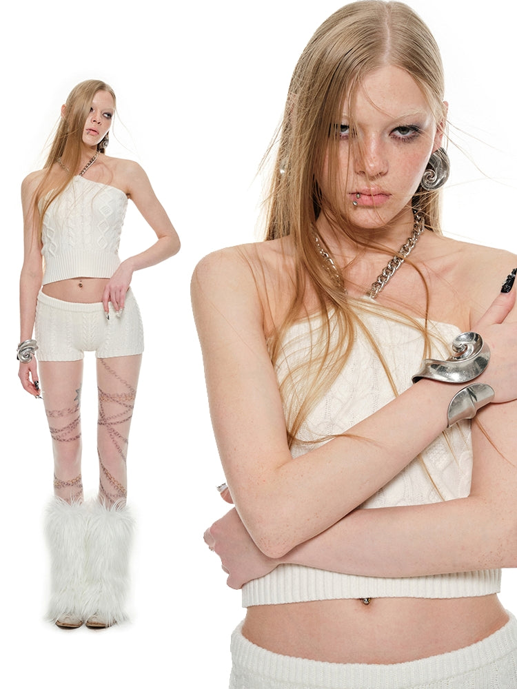 Black & White Chain Knit Tube Top