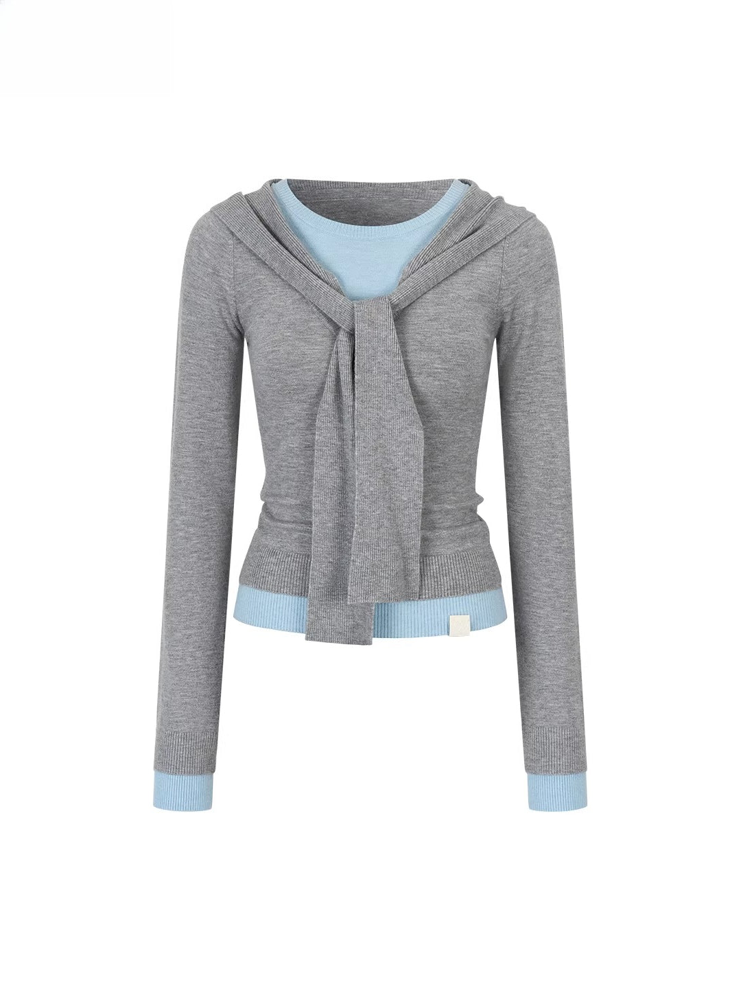 Contrast Hooded Knit Top