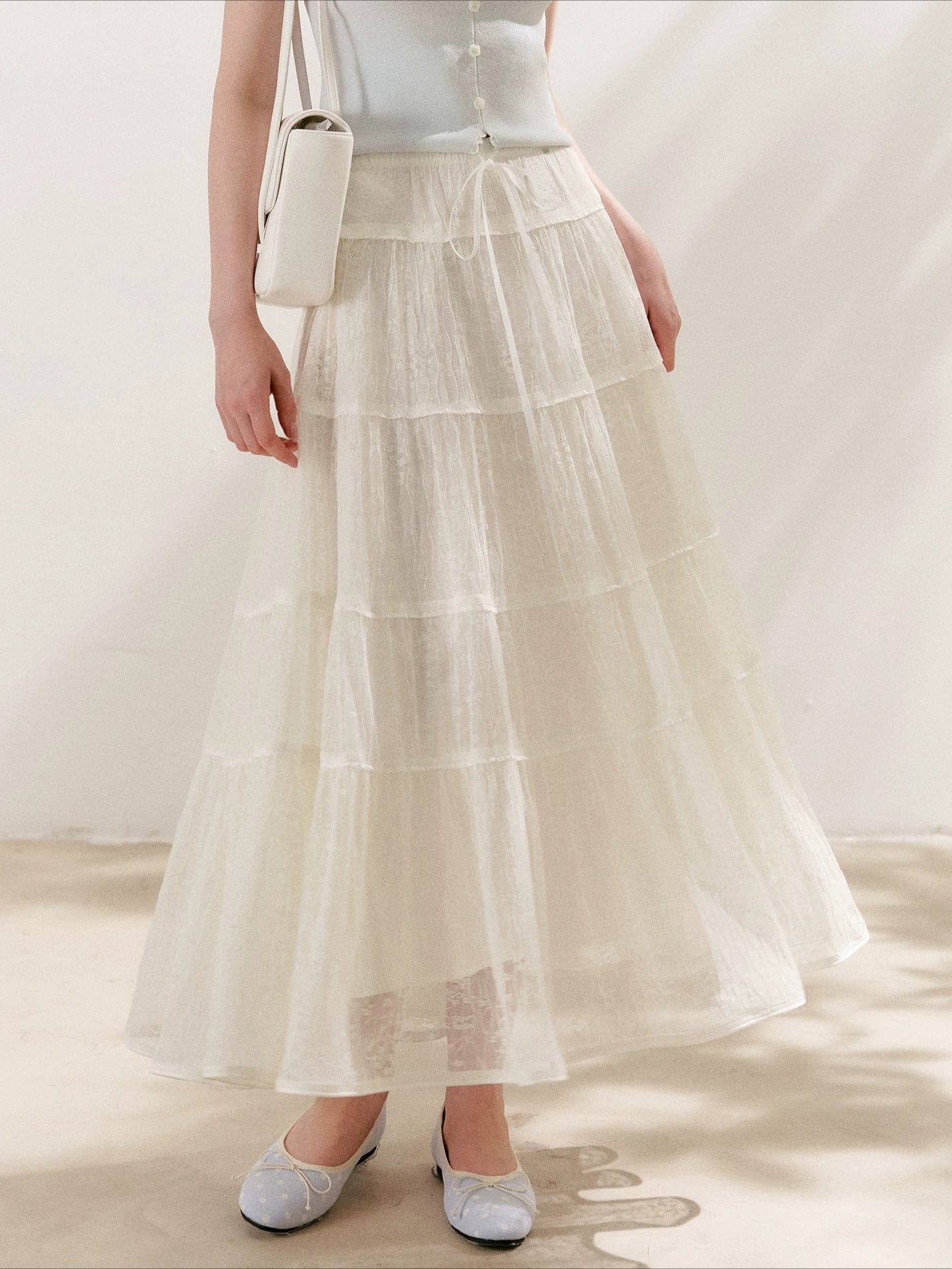 Lace Tiered A-Line Skirt