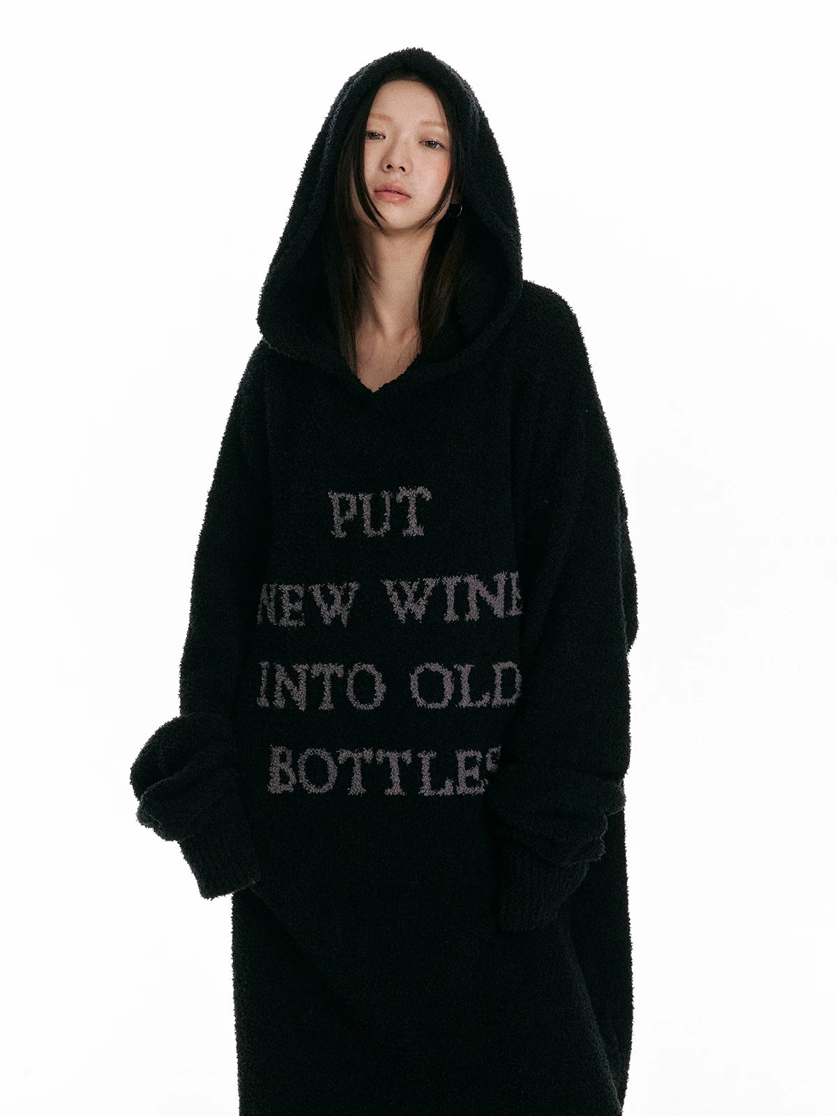 Korean Hooded Velvet Knit Dress