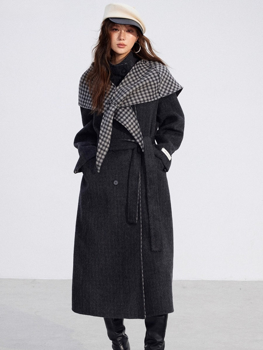 Plaid Shawl Wool Coat
