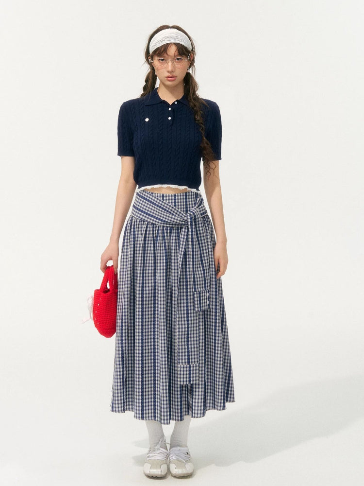 Plaid Mid-Length High-Waisted A-Line Skirt