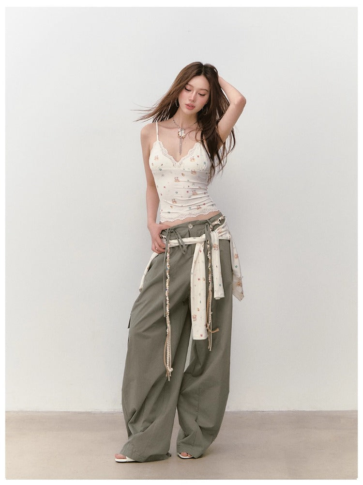 Printed Lace Trimmed Camisole