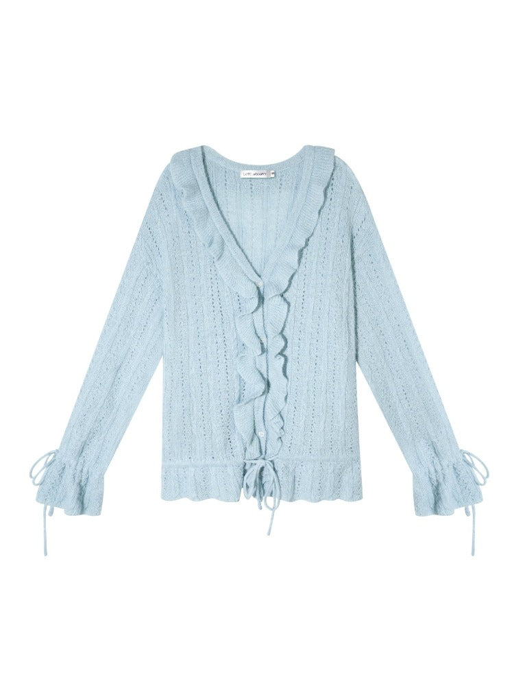 Mohair Ruffle Knit Cardigan
