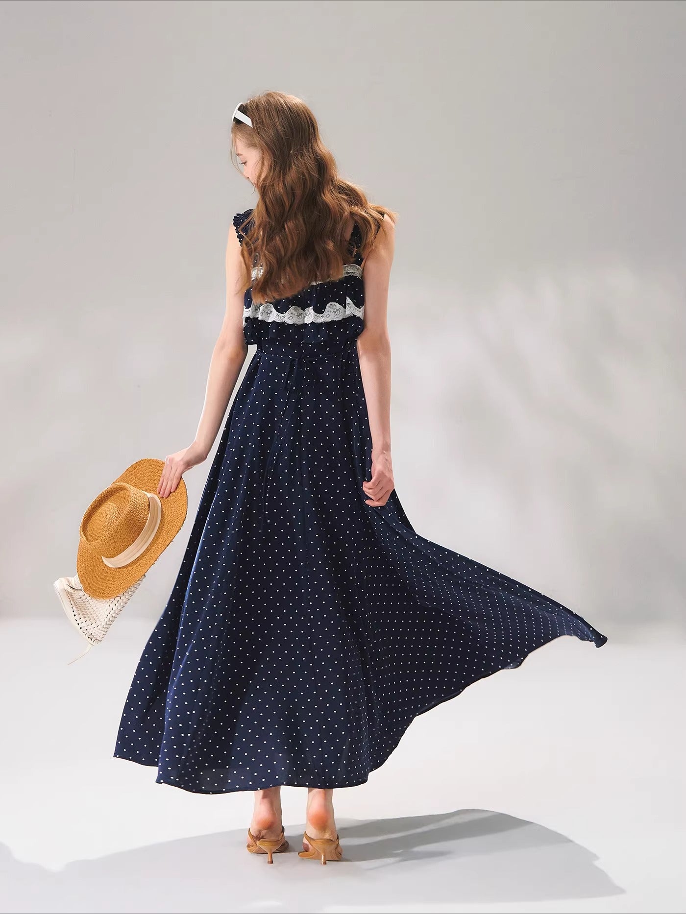 Polka Lace Strap Dress