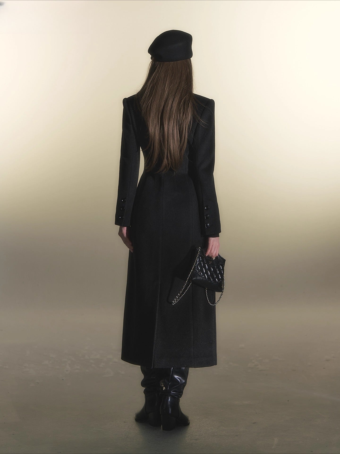 Waist-Tie Double-Breasted Wool Coat