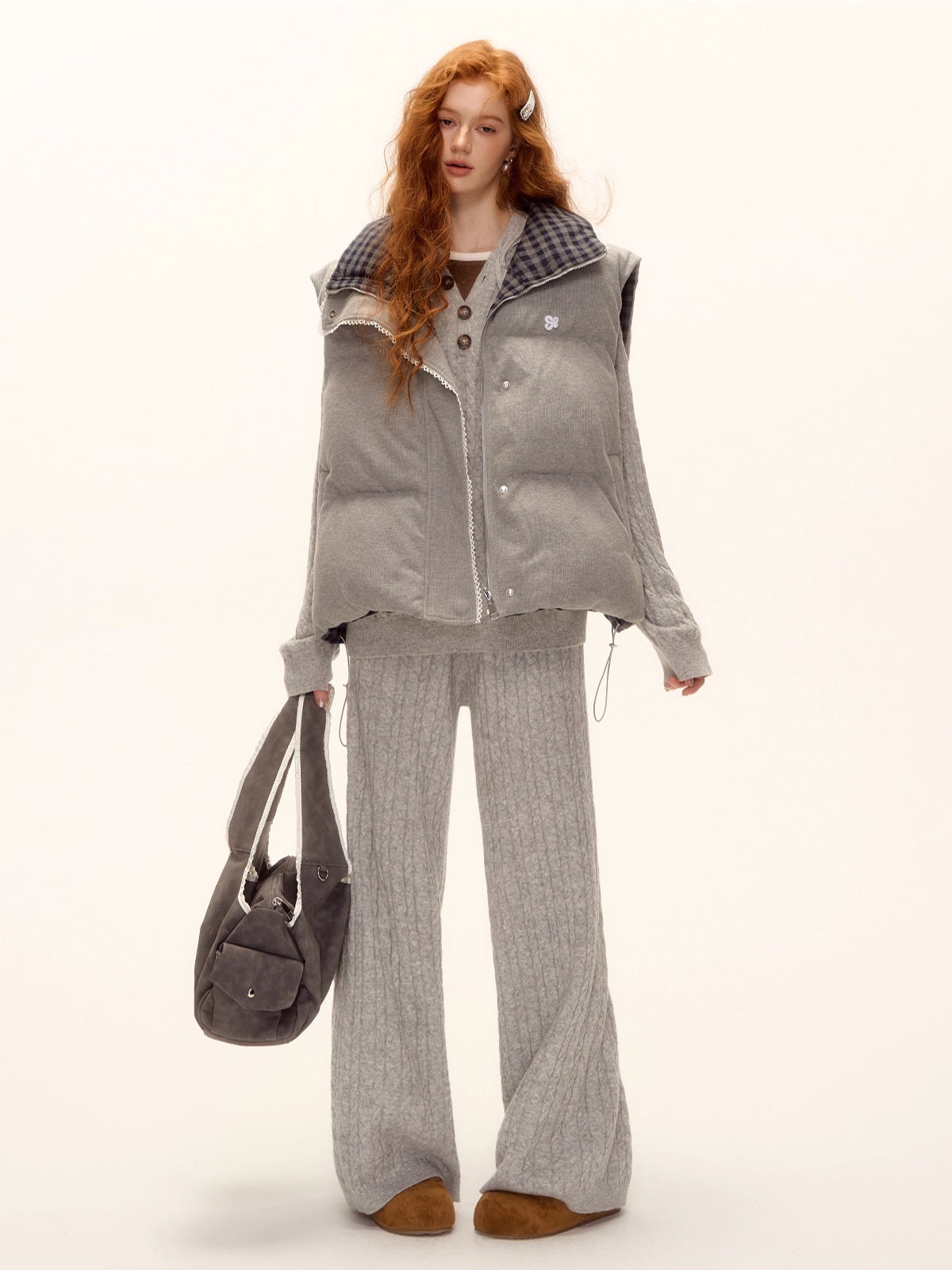 Reversible Check Lace Vest