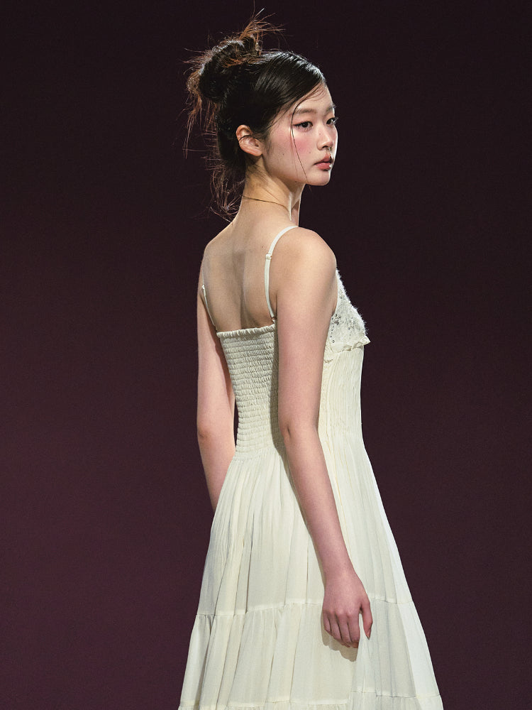 Embroidered V-Neck Slip Dress