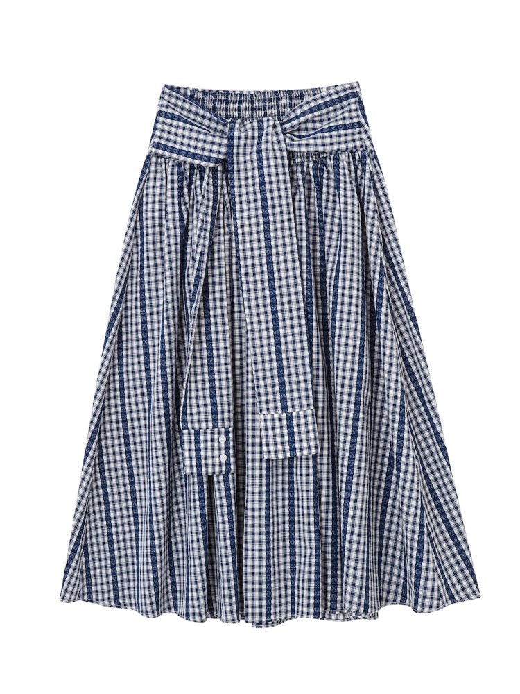 Plaid Mid-Length High-Waisted A-Line Skirt