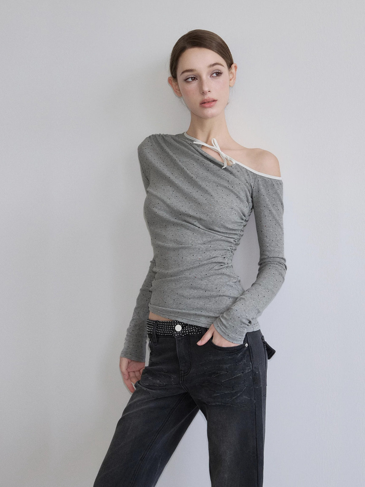 Rhinestone Off-Shoulder Top
