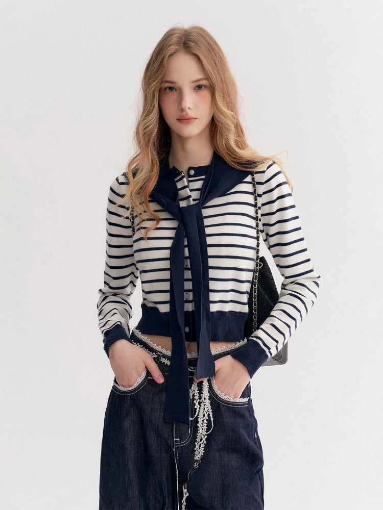 Striped Knit Cape Set