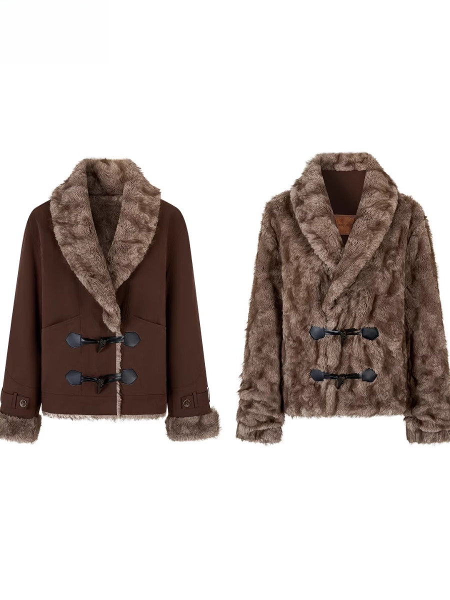 Reversible Eco-Faux Fur Toggle Coat