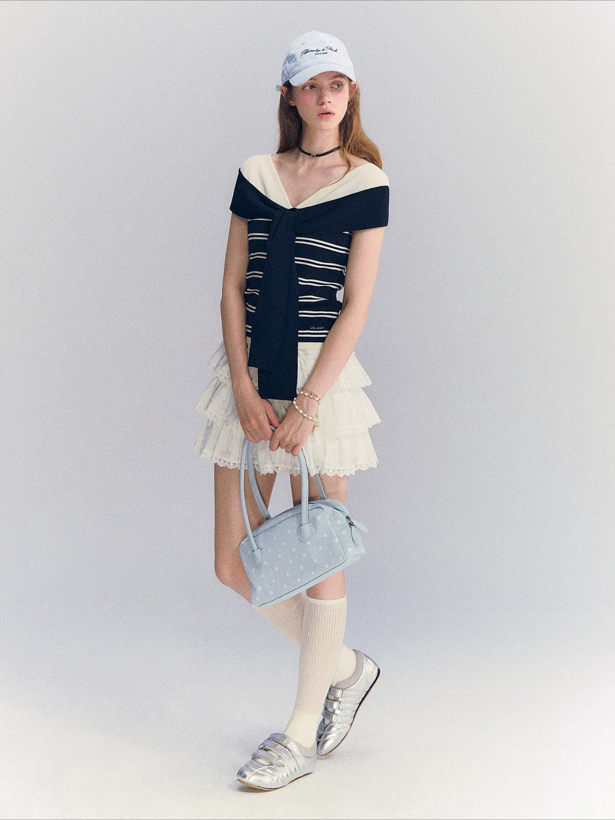 Contrast Off Shoulder Tee