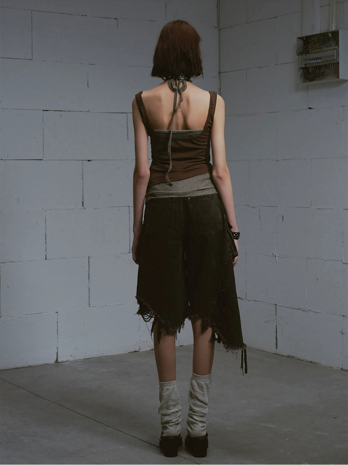 Washed Distressed Denim Shorts