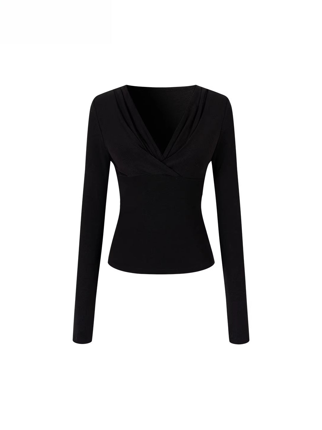 Ruched V-Neck Fitted Layering T-shirt