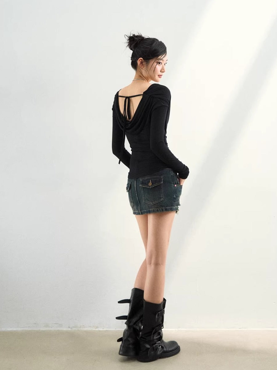 Draped Mesh Rose Tee