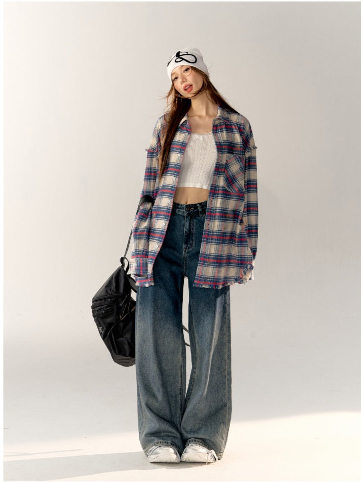 Black & Blue Vintage Plaid Shirt