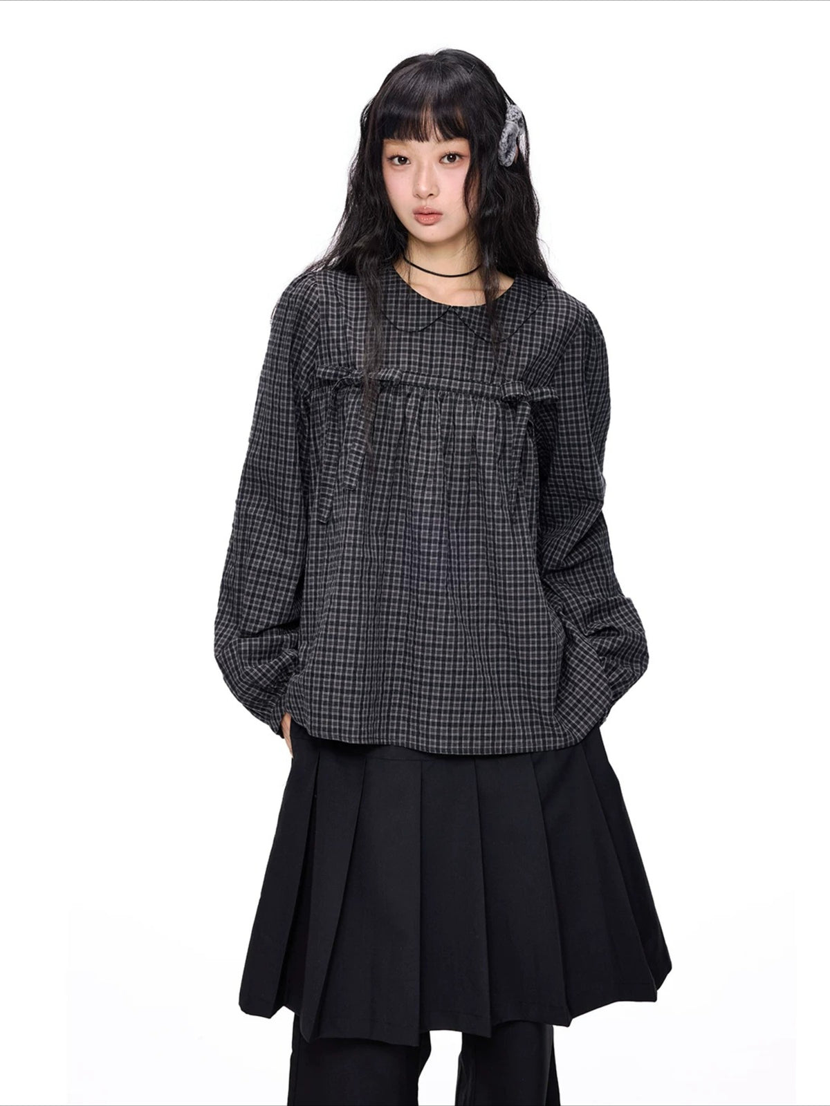 Plaid Peter Pan Top