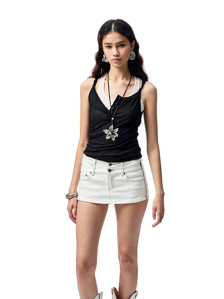 Double-layer Fake Two-piece Color-Blocking Vest
