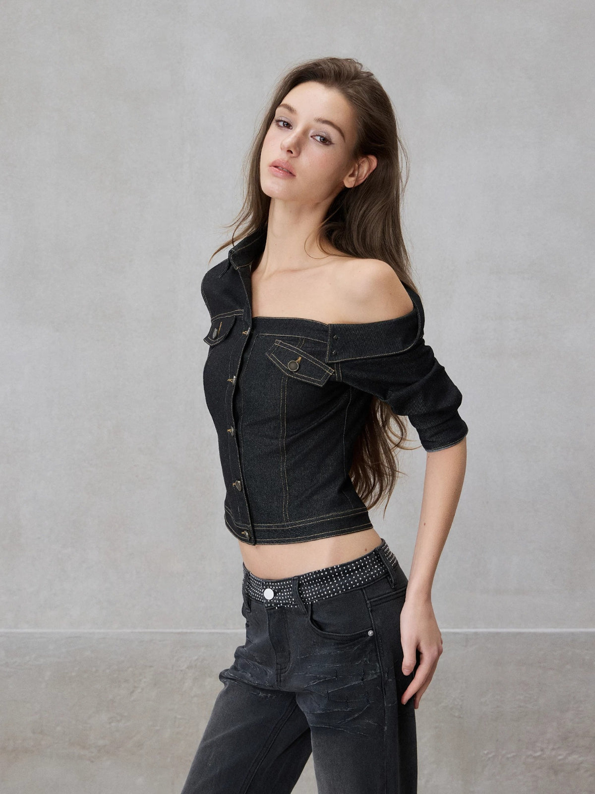 Asymmetrical Denim Shirt