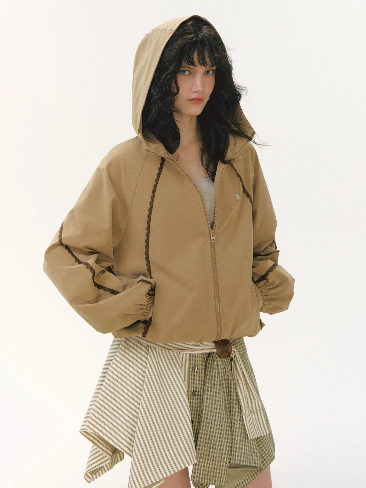 Lace Patchwork Hooded Jacket