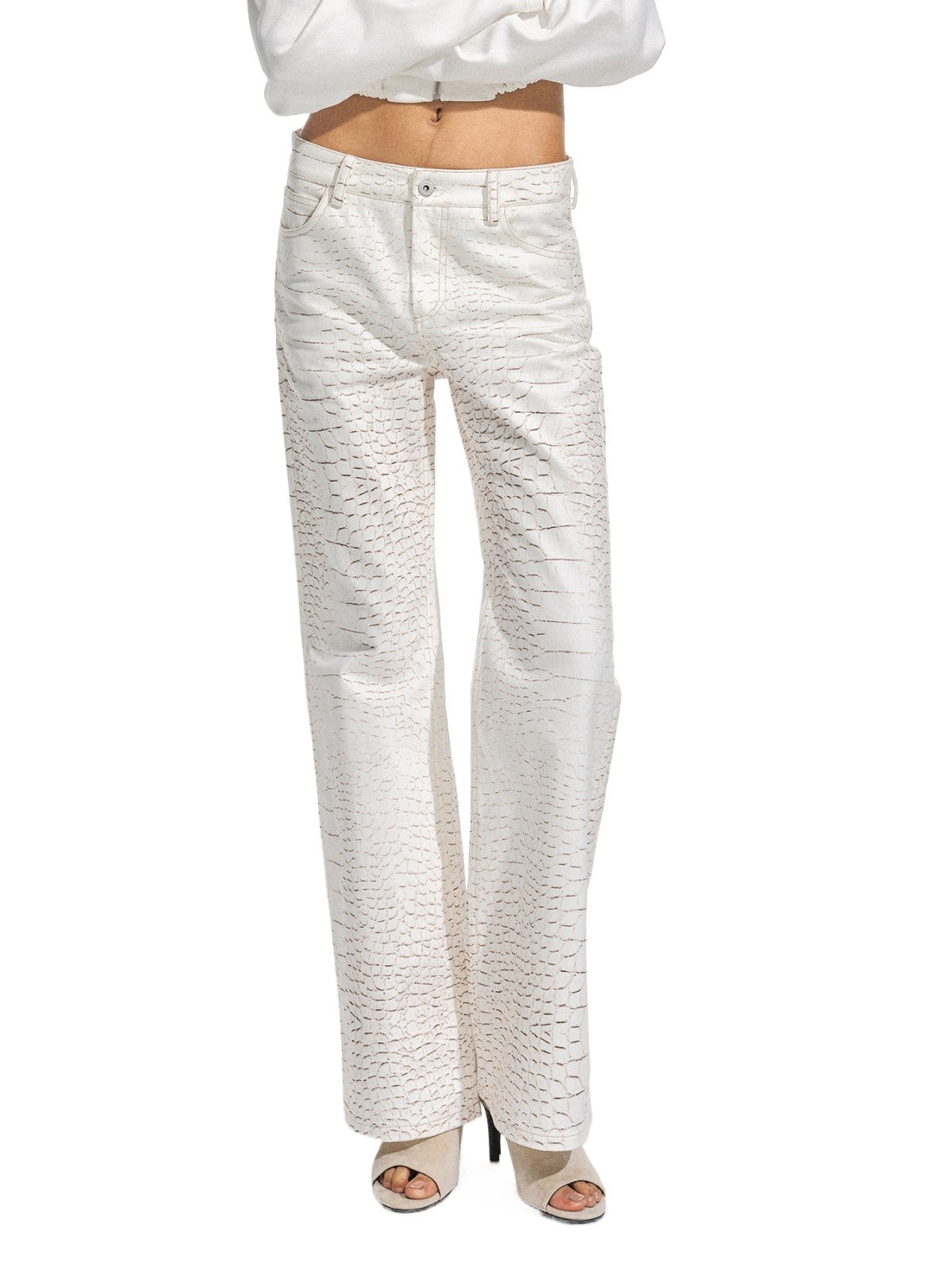 Snake Print Flare Cargo Pants