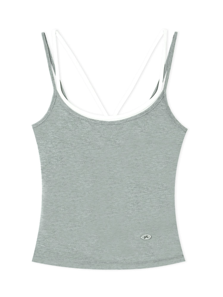 Fake Two-piece Padded Camisole Tank Top