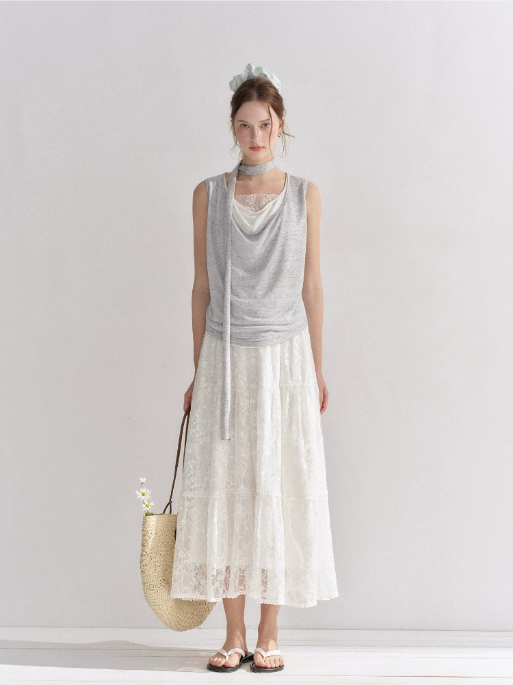 Lace Tiered Maxi Skirt