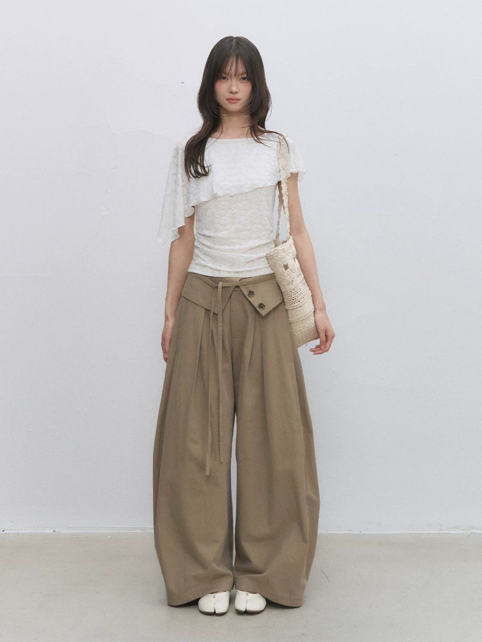 Lyocell Cotton Wide-Leg Casual Pants