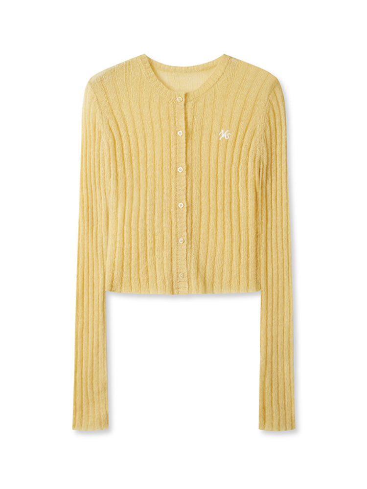 Alpaca Mohair Slim Fit Hollow-out Knit Top