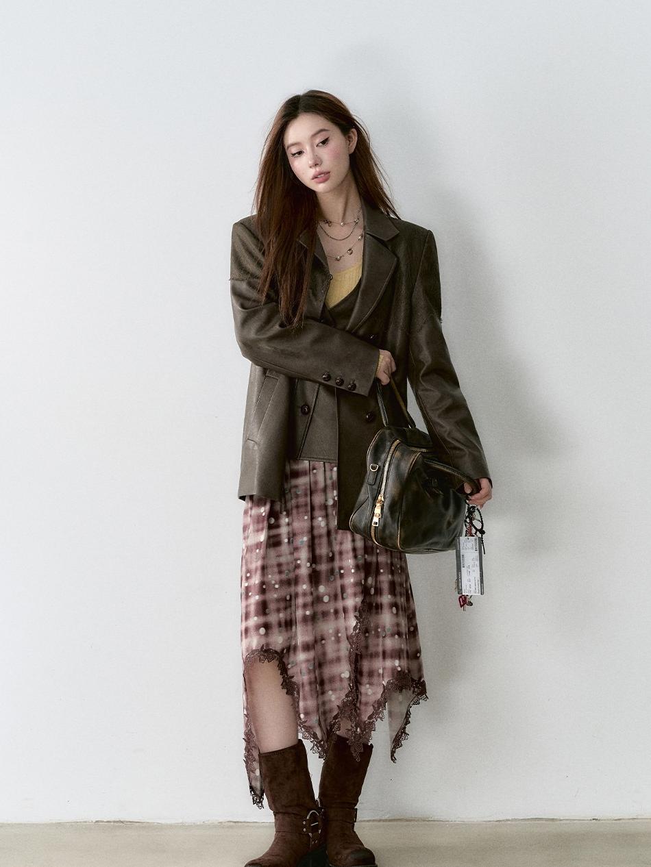 Structured Laced Leather Blazer