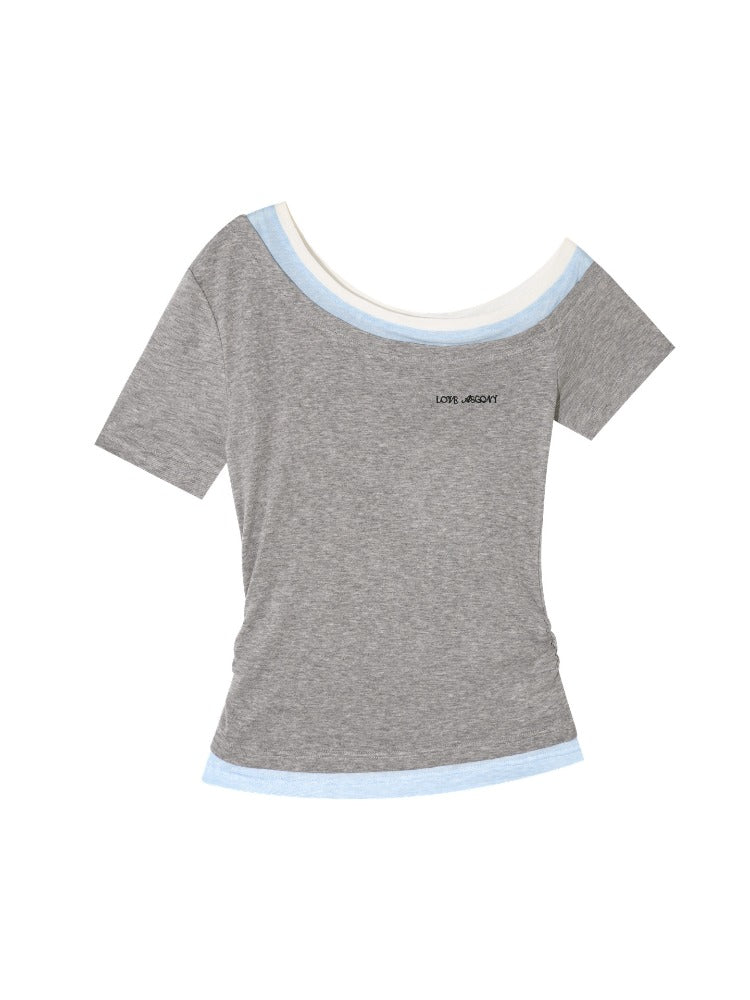 Contrast Off-Shoulder T-shirt