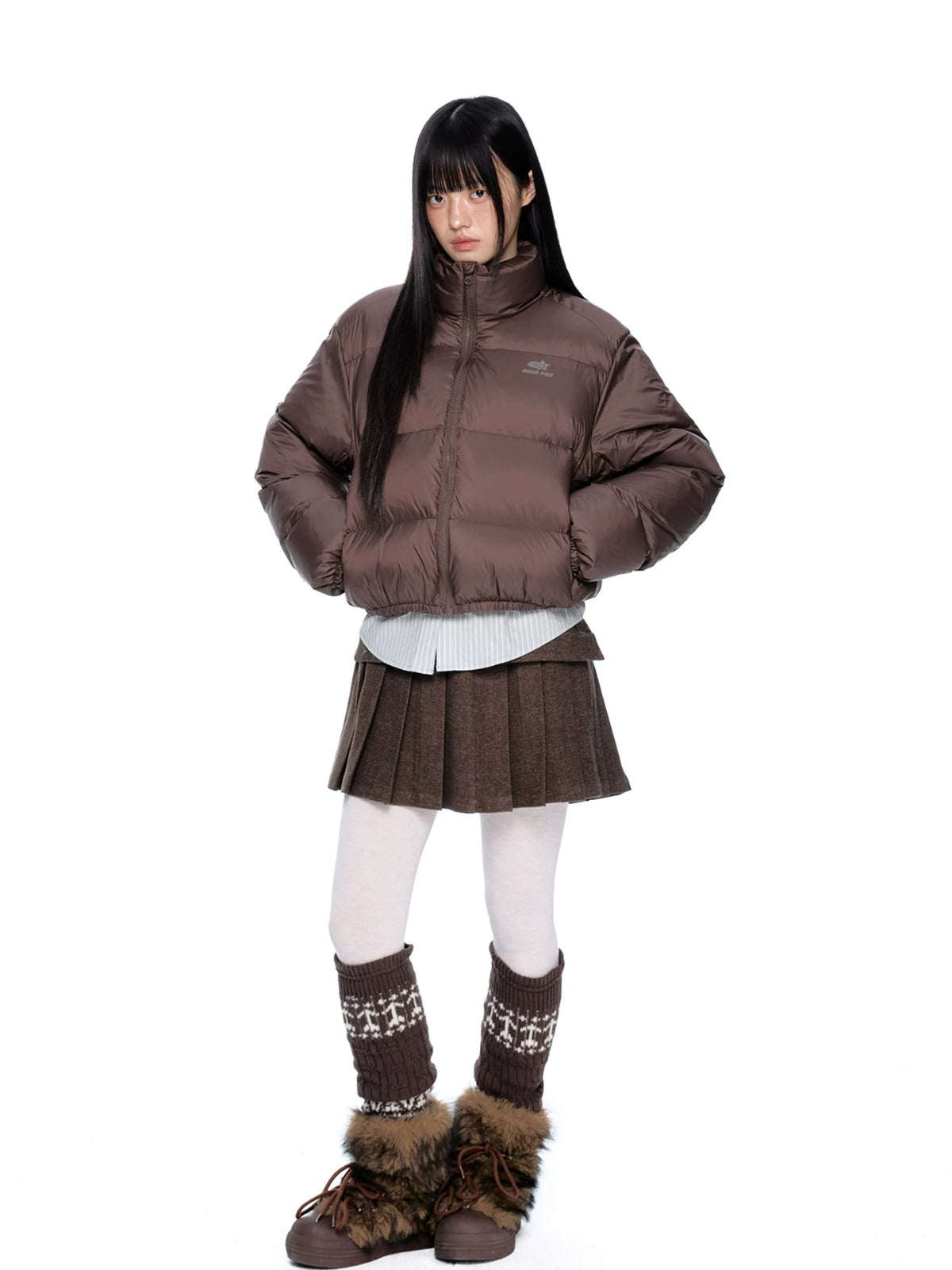 Maillard Cropped Down Puffer Jacket